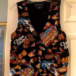 Nicole Miller Nabisco Logo 100% Silk Vest